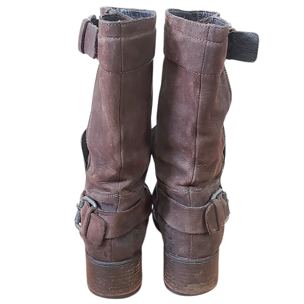 Vera Wang Lavender Women Buckle Motocycle Harness Boots Size 8 M Brown Mid-calf - Picture 7 of 16